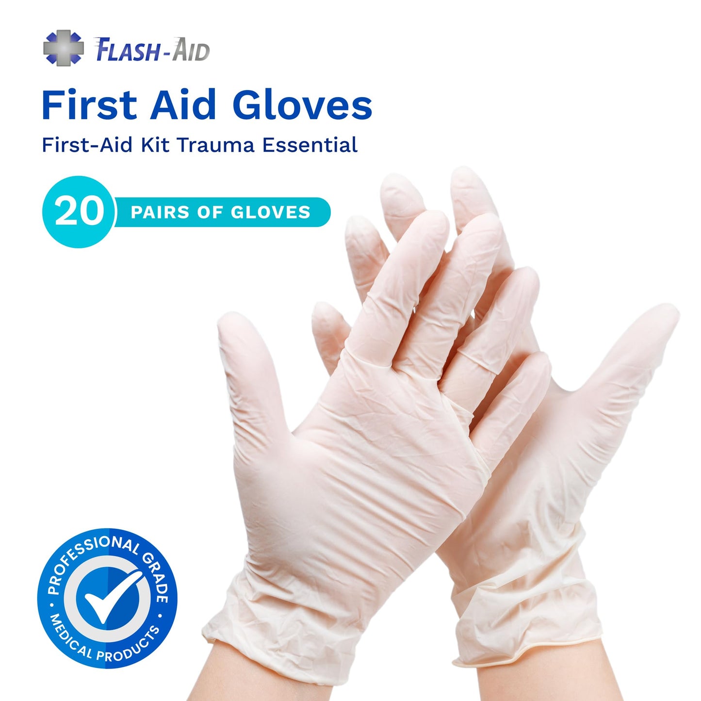 First Aid Gloves for Emergency Kits and Travel, Individually Packaged Gloves, Disposable, Latex-Free, 20 Pairs