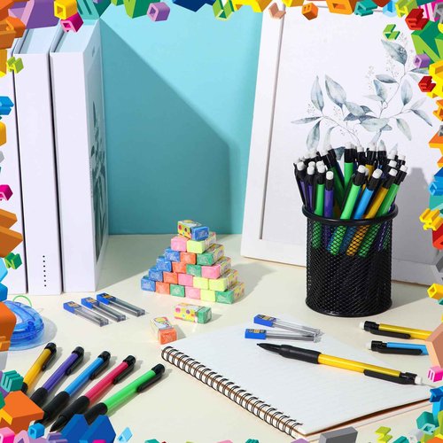 Fullhawl 360 Pcs Operation Christmas Bulk 120 Pcs 0.7mm Mechanical Pencil 120 HB Lead Refills 120 Erasers for Operation Christmas Bags Sunday School Goodie Bags Stuffers Supplies