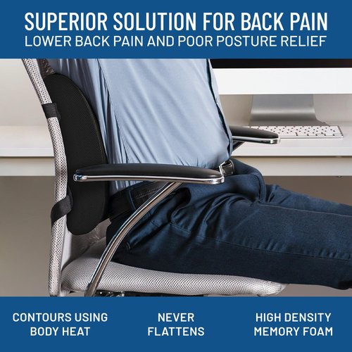 Everlasting Comfort Lumbar Support Cushion for Car Seat - Memory Foam Back Cover for Car - Lumbar Support Promotes Better Posture, Back Pain Relief - Ideal for Driving