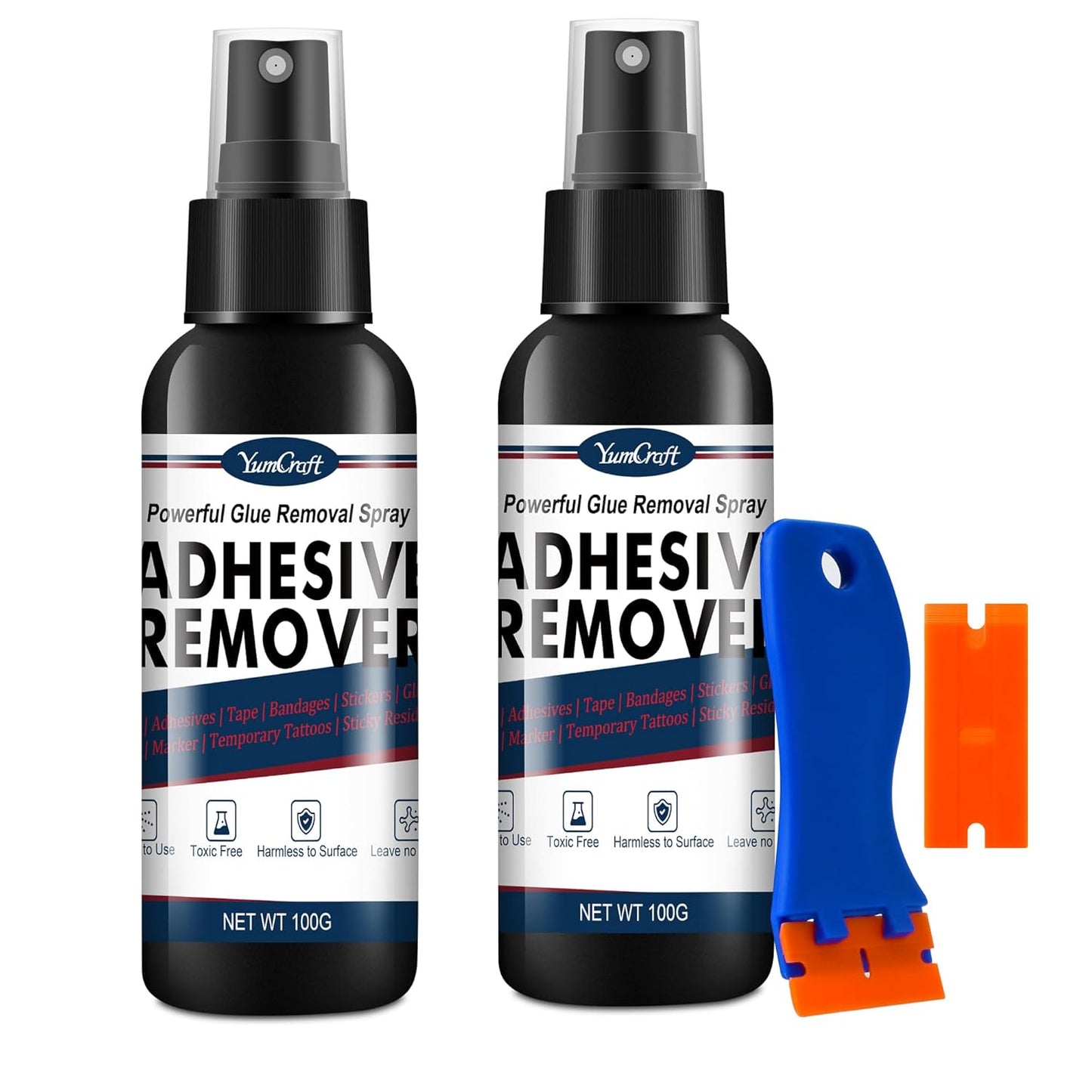 Adhesive Remover Spray by [Brand Name] - 7oz Surface-Safe Glue Remover with Scraper & Blades for Car, Glass, Walls & More