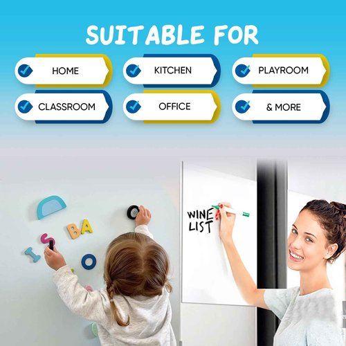 YOUNGJQ Magnetic Whiteboard for Wall 60" x 36”, Self-Adhesive Magnetic Dry Erase White Board Sticker, Peel and Stick Wallpaper, Easy to Write and Clean for Office Home Playroom