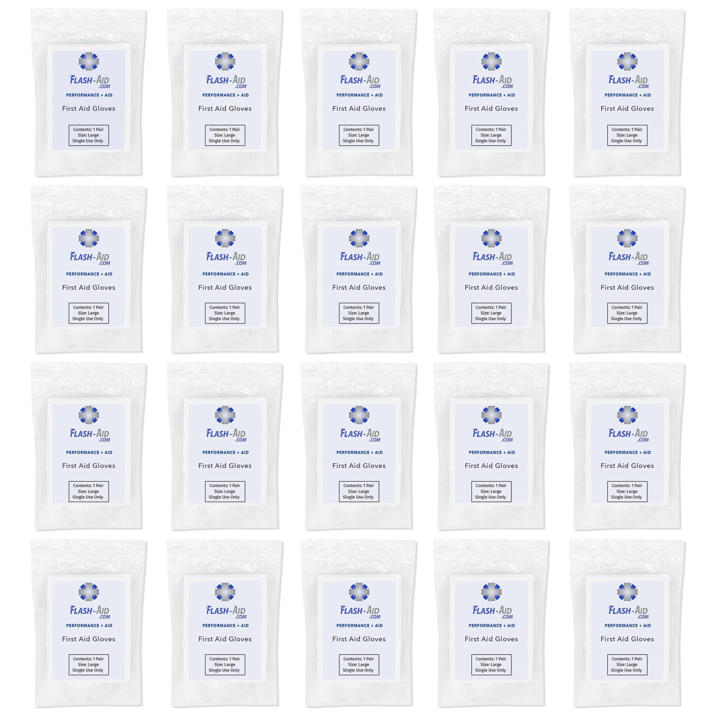 First Aid Gloves for Emergency Kits and Travel, Individually Packaged Gloves, Disposable, Latex-Free, 20 Pairs