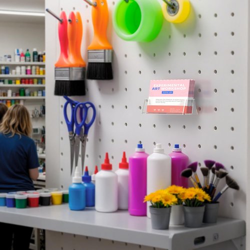 Marketing Holders 12 Pack Pegboard Business Card Holder Clear Acrylic Display for 3.5" x 2" Contact Info Cards Hanging Rack Space Saving Organizer
