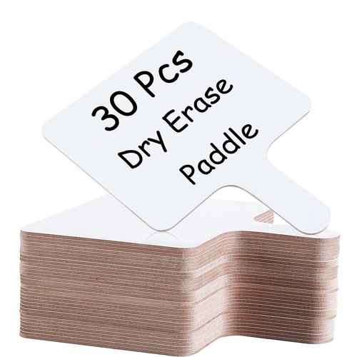 30 PCS 8 x 10 Inch Dry Erase Answer Paddle, Handheld Wooden White Board Double Sided Dry Erase Signs Auction Paddles for Students Classroom Office Meeting Voting Answers Bidding Shower Games Party