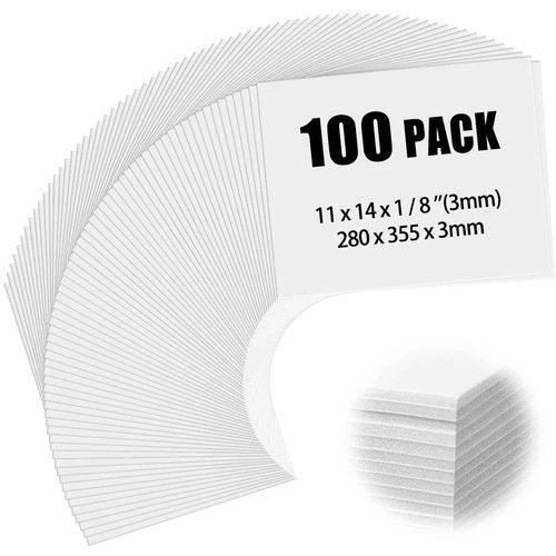 Frienda 100 Pack Foam Boards 1/8 Inch Thickness Foam Poster Boards Core Backing Board for Projects Presentation Board for School Crafts Office Art Projects(11x14x0.125 Inches,White)