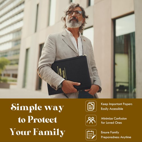 MotiMind 2 Pcs Estate Planning Portfolio Binder, Sturdy Linen 3-Ring Binder with Gold Debossed Title and Index Tab Dividers Estate Death Planning Organizers Stores, 11.8x11x2inch