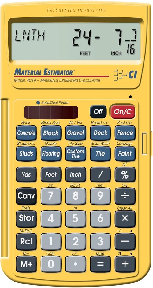Calculated Industries 44080 Construction Master Pro - Advanced Feet-Inch-Fraction Calculator & Material Estimator in Yellow