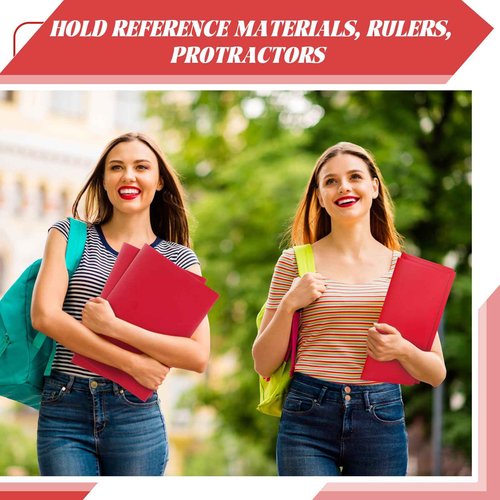 Tenceur 24 Pcs Tri Fold 3 Pocket Folder Plastic Folders with Pockets for Work Class Office Back to School Supplies(Red)