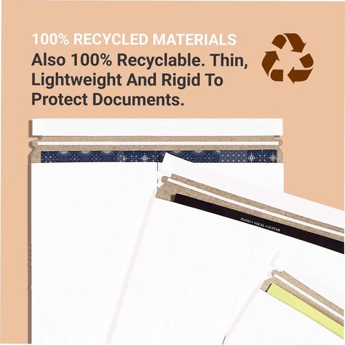 BOX USA Flat Mailer 11"L x 13.5"W 100-Pack White,Stayflat Mailer Envelope Durable Lightweight Rigid Mailers for Documents, Photos, Artwork, Shipping & Document Storage11x13.5