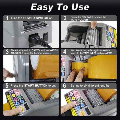 Ribbon Cutting Machine, Automatic Tape Dispenser Cutting 6-60mm Width 999mm Max Cutting Length, Electric Tape Cutting Machine for Office Shipping, Businesses, Home Use