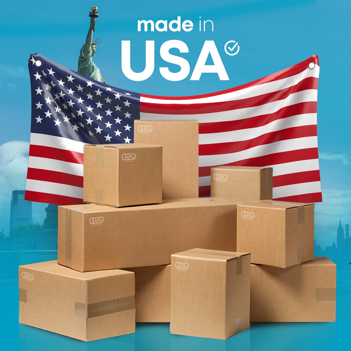 Medium Moving & Shipping Boxes 18 x 12 x 8 inches (5-Pack) - Extra Strength 200 lb vs Regular - USA-Made Corrugated Durable Cardboard Moving Boxes - Packaging & Moving Box Heavy Duty by IDL Packaging