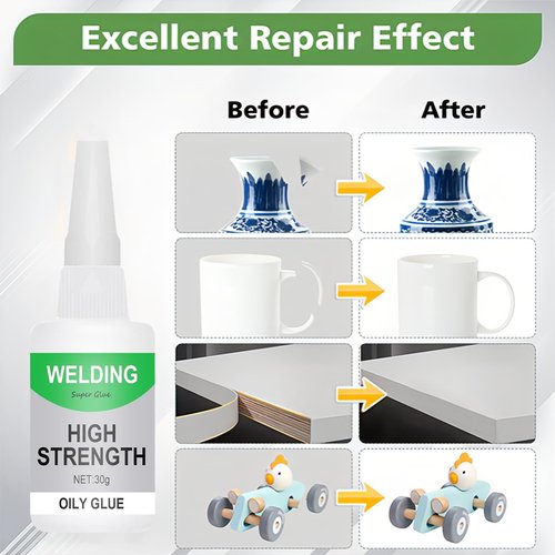 Welding High-Strength Oily Glue,Universal Super Glue Gel,eramic Glue for Porcelain and Pottery Repair, Waterproof, No Smell, Temperature Resistant, for Shoes, Metal, Plastic, Wood, Leather, Glass, DIY