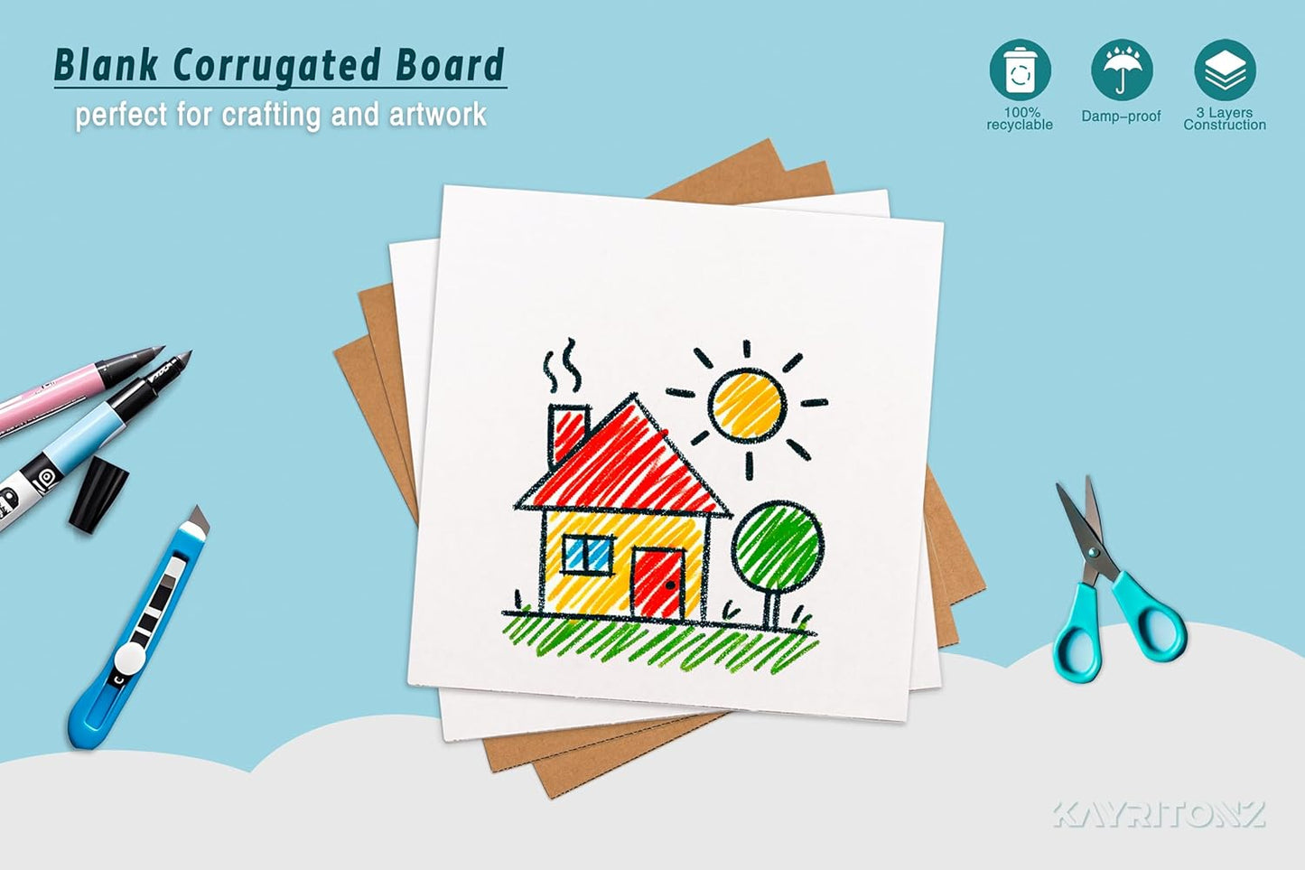 Corrugated Cardboard Sheets by [Brand Name] - 12.5x12.5 Inch Protective Pads for Shipping & Crafts | 25 PCS