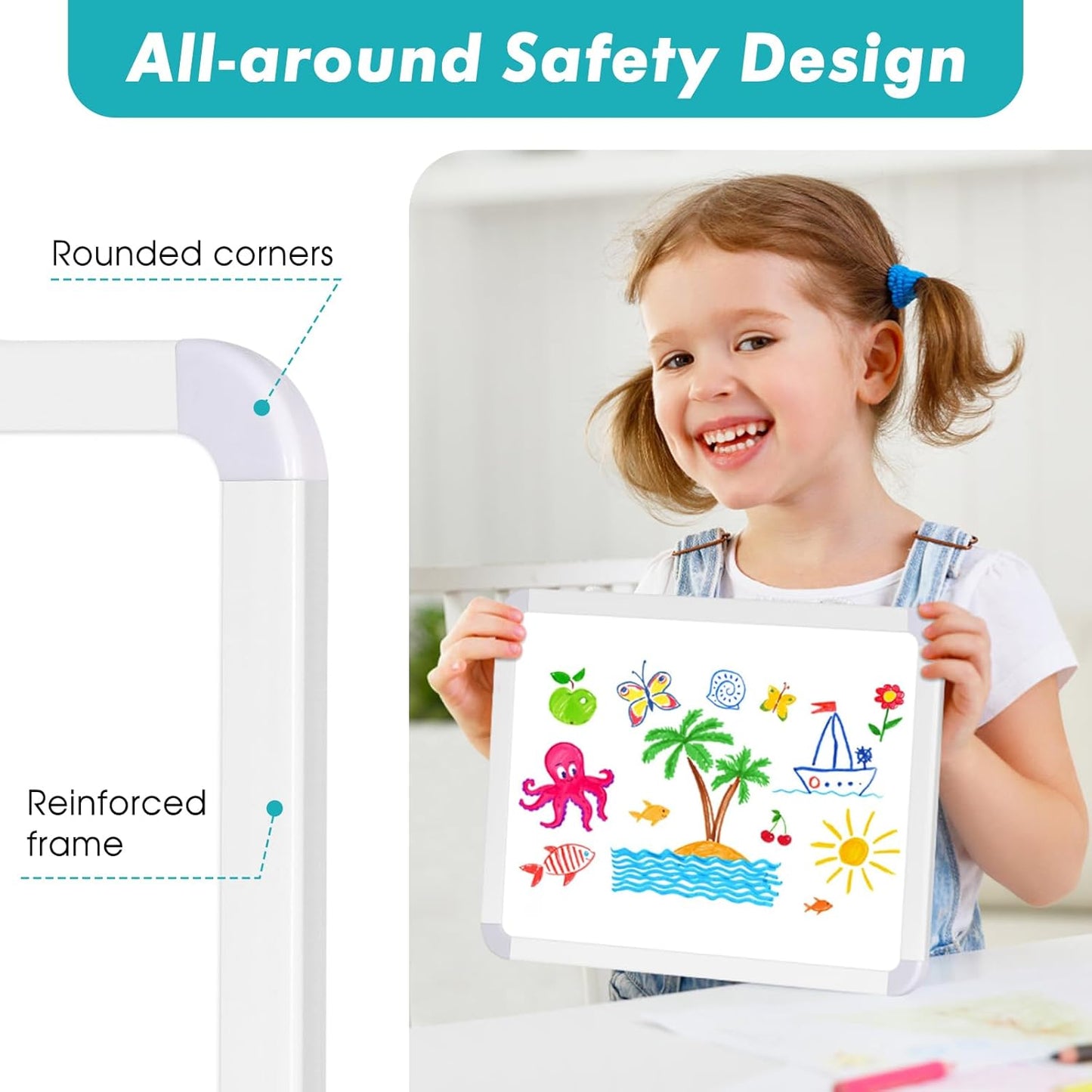 WALGLASS Magnetic Dry Erase Whiteboard - Portable 11" x 14" Mini Board for Home, School & Office
