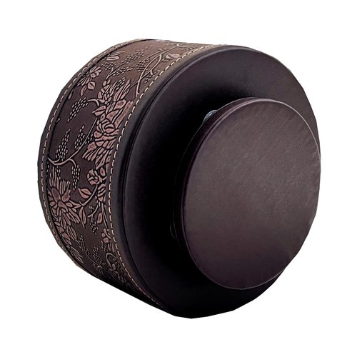 PU Leather Round TV Remote Control Holder for Table,360° Swivel Office Supply Desktop Organizer,4 Compartments Phone/Pen/Pencil Holder,Suitable for Stationery/Heater Controllers Etc (Antique)