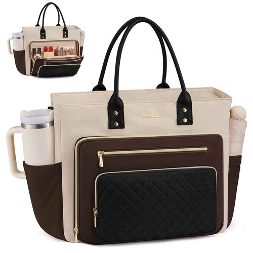 LOVEVOOK Laptop Tote Bag for Women With Large Cup Holder, Work Bags Teacher Nurse Computer Bag, 15.6 Inch Professional Briefcase Business Travel Large Purses Handbag, Diaper Bag With Multi-Pockets