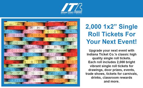 INDIANA TICKET CO. Blue Drink Roll Tickets, 2000 per Roll, Single Roll, 1x2 Tickets Admission, Events, Fundraisers & Prizes