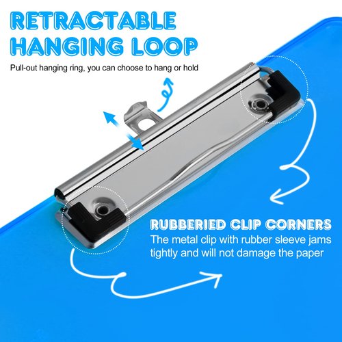 Clipboards, HERKKA 25 Pack Plastic Office Clipboards, Assorted Transparent Color Plastic Clip,Letter