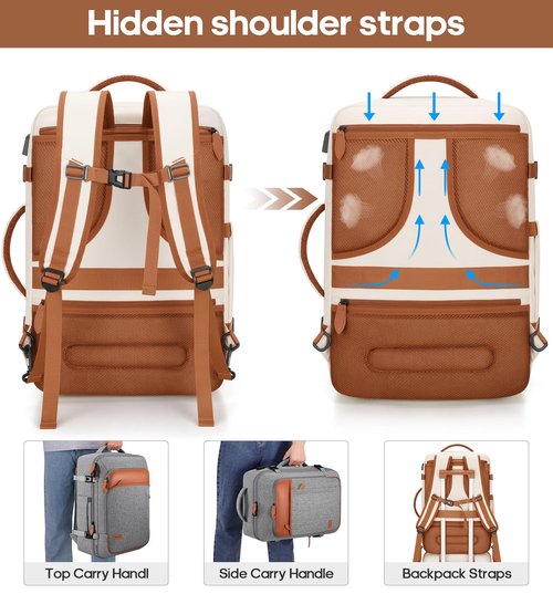Winilla Travel Backpack, 42L Laptop Backpack, Carry-on Approved Bag for Men & Women, Waterproof Luggage with Packing Cubes, Shoe Pocket, Personal Item Size for Flights
