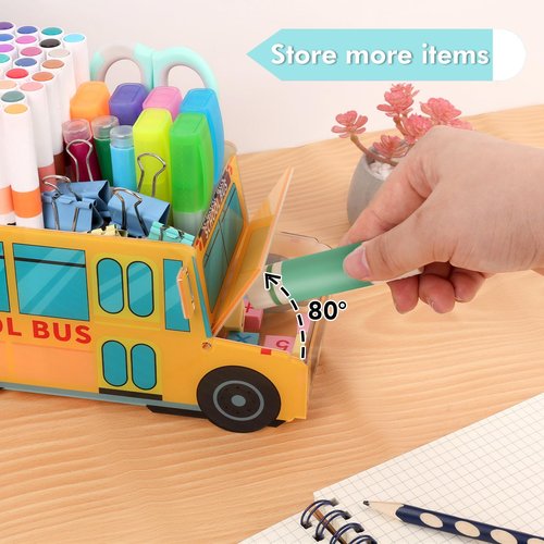 Large Capacity Marker Organizer Pen Holder, Desk Organizers with 3 Compartments Acrylic Pencil Organizer Art Supply Storage Office Supplies Accessories