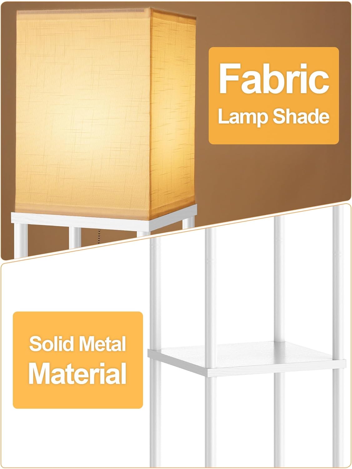 Skiennix Floor Lamp - Stylish White Shelf Lamp with 3 CCT LED Bulb | Perfect for Living Room & Bedroom