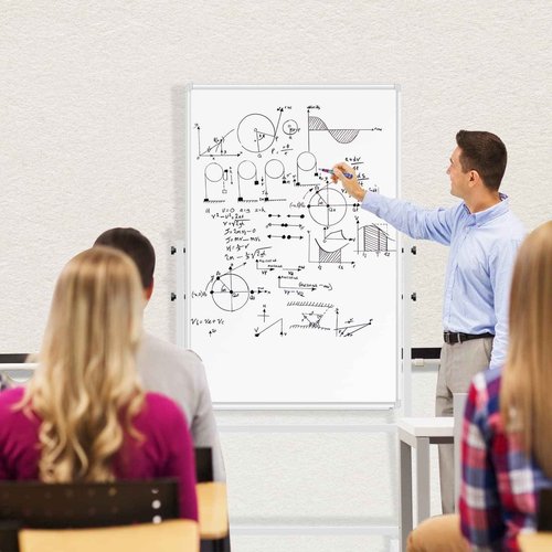 CALENBO White Board Dry Erase Board with Stand 36" X 24", Mobile Whiteboard with Stands, Double-Sided & Height Adjustable Rolling Magnetic Whiteboard On Wheels, Portable Stand Up White Board