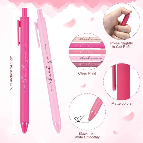 Dispowreath 200 Pcs Breast Cancer Awareness Thank You Pens Bulk Pink Candy Bridal Shower Ballpoint Pen for Women Wedding Baby Shower Server Waitress Coworker Teacher Physician Medical Assistant Gifts