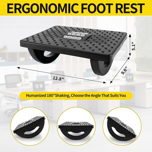 ErgoRest Adjustable Height Foot Rest for Under Desk, Heated & Temperature Controlled Foot Stool for Office & Travel - Relieves Back Pain