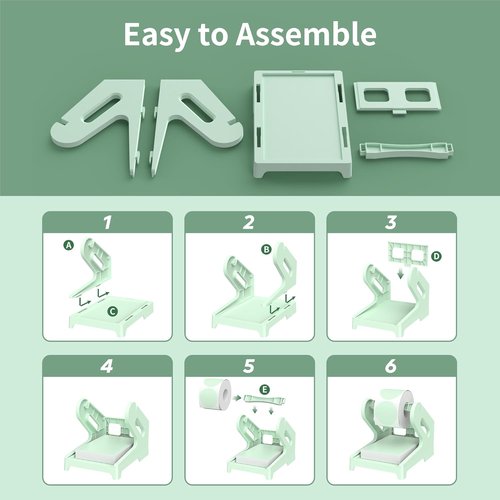 PONNOR Thermal Label Holder - Ideal for Rolls & Fanfold Labels | Fresh Green Desktop Printer Accessory