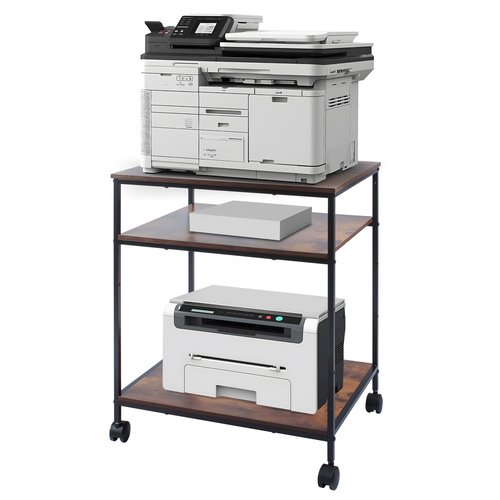 Sutex Large Printer Stand, 23.6" W x 18.9" D x 31.5" H Large Printer Table with Adjustable Storage Shelf, 3 Tier Rolling Printer Cart with Wheels for Home Office- Support 100 LBS Each Tier