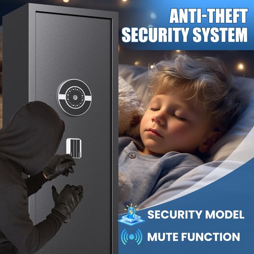 8-12 Gun Safe,Gun Safe for Rifles and Pistols,No Assembly Required,Biometric Fingerprint Large Rifle Safes for Home,Alarm System,Adjustable Rack,Silent Mode