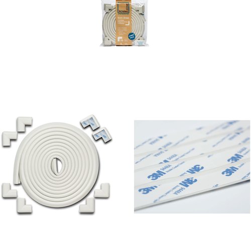 Bundle & Save - Roving Cove Edge Corner Guards (18ft Edge 8 Corners, Oyster White) + 3M Double-Sided Replacement Tape (#9448A) - 36 feet (0.67in Wide)
