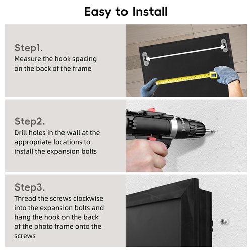 Hidden Gun Storage, Hidden Gun Safe for Pistols with Magnetic Lock, Solid Wooden Picture Frames for Handgun, Hidden Storage Gun Safe Home Furniture, Concealment Furniture Picture Frame Box, Black