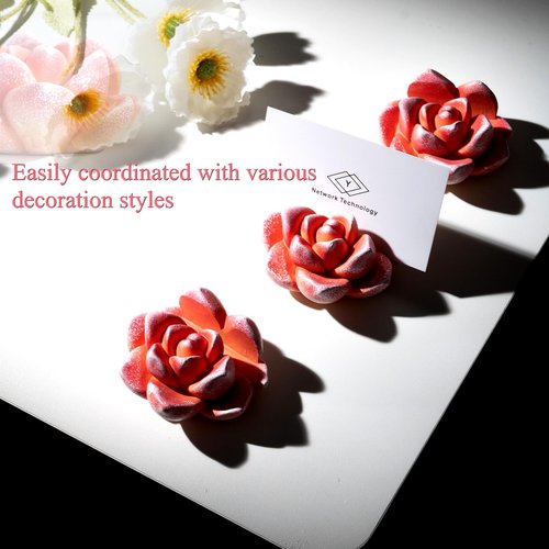 wowhalolo Resin Succulent Business Card Holder Set of 3 - Orange - Cute Desk Organizer and Display Stand for Office, Store - Vertical Name Card Holders - Unique Gift and Decor