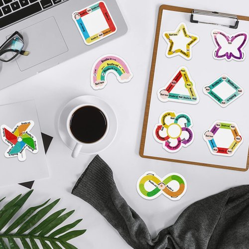 48 Pcs Breath Calm Anxiety Sensory Stickers Reusable Textured Tactile Rough Calming Stickers Adhesive Sensory Strips for School Office Classroom Desk Adults Teens Tension Supplies