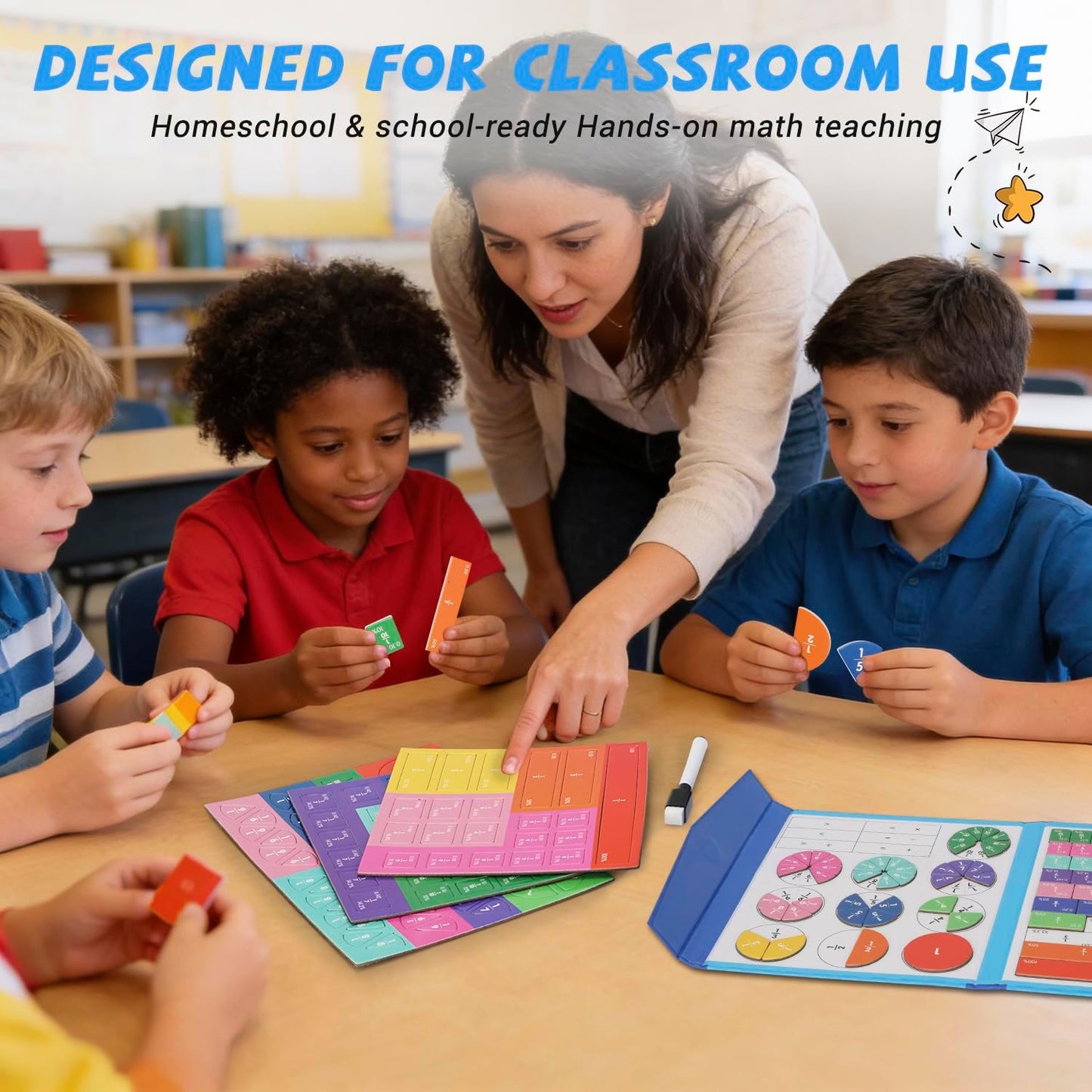 Skiennix Magnetic Fraction Educational Puzzle - Interactive Math Learning Kit for Kids, Includes Tiles & Circles