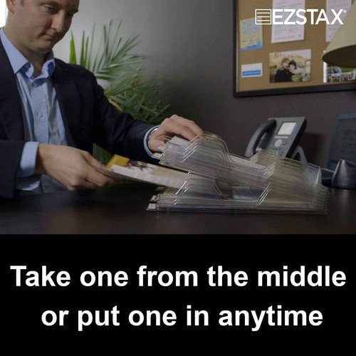 EZSTAX File Organizers - Letter Size, Stackable Trays for Desk - for Office Files, Mail, Documents - 48 Pack