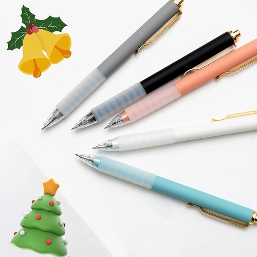 Linbsunne Ballpoint Pens - Medium Point 1mm Black Ink with Super Soft Grip | 6 Count Gold Clip Office Pens for Men & Women