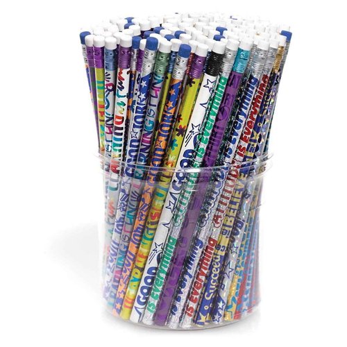 TCDesignerProducts Anderson's Motivational Pencil Tub, Fun & Colorful Pencils, Perfect for School Supplies, Classroom Rewards, Creative Writing, Party Favors, and Motivational Gifts, Set of 144
