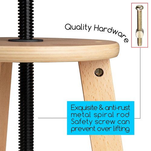 MEEDEN Wooden Drafting Stool with Adjustable Height, Artist Stool,Office Studio Stool, Up to 220 Lbs,German Beech Wood, Perfect for Artists Studio,Home Use,Kitchen,Bars