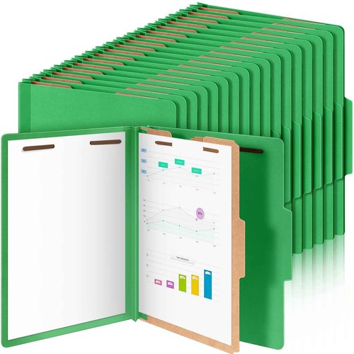 Skyygemm 36 Pcs Classification Folders Letter Size, 1 Divider Pressboard File Folder with Fasteners, Expanding File Organizer Bulk for Teachers, Clergy, Office, Church, Christmas Donations (Green)