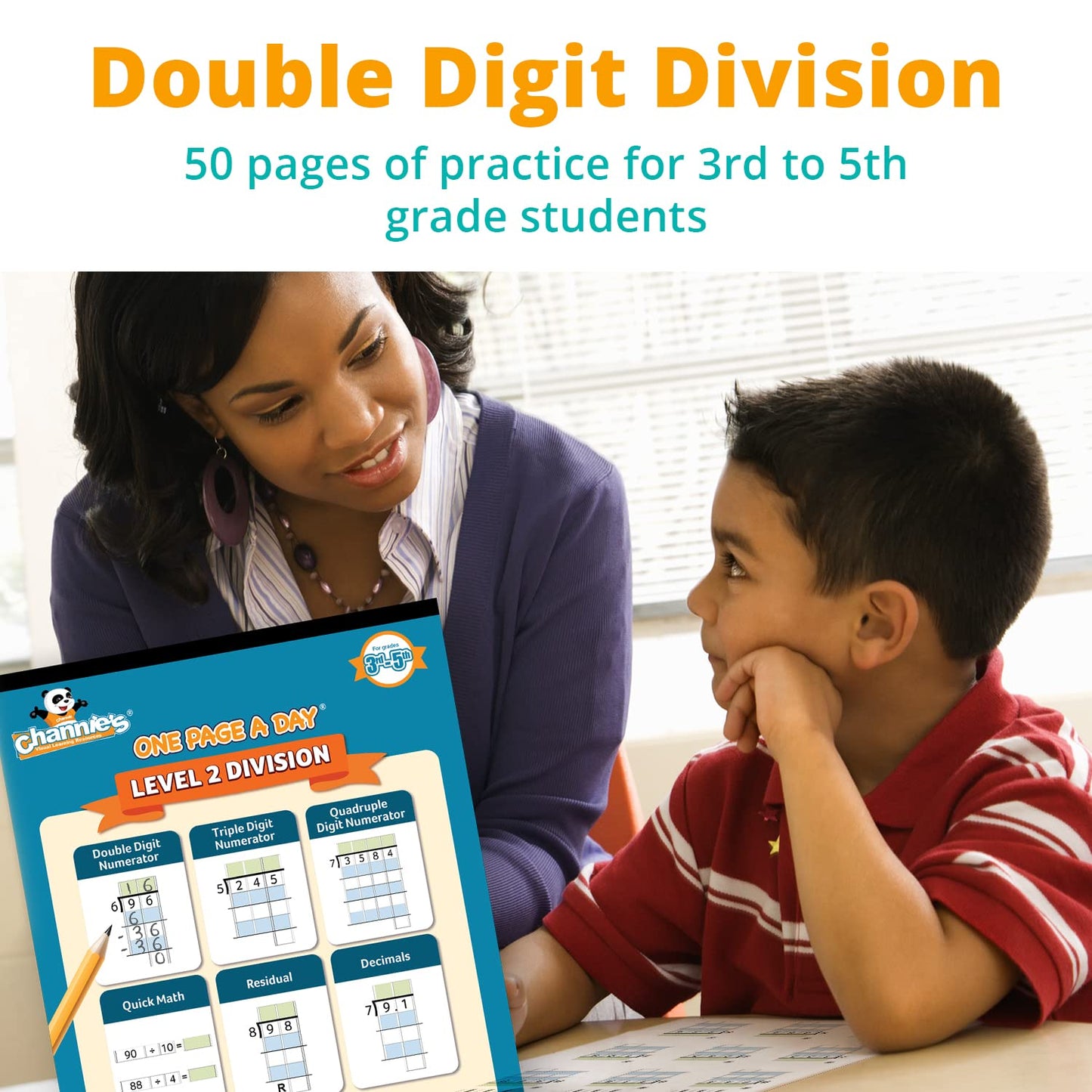Channie’s One Page a Day Level 2 Division Workbook, Educational Math Activity Book for Kids, Ideal for 3rd to 5th Grade, 50 Pages of Level 2 Divisions for Daily Practice with Answer Sheets Included