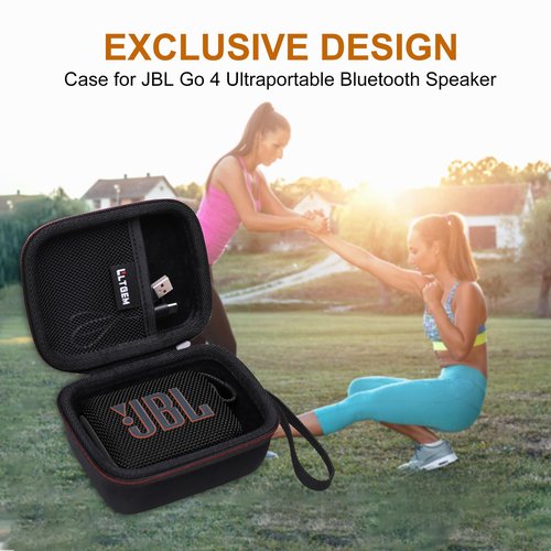 LTGEM Case Compatible with JBL Go 4 and JBL Go 3 and JBL Go 3 Eco Ultra-Portable Waterproof Speaker, Black