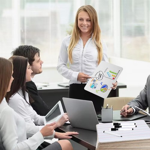 20 Pcs 9"x12" Double Sided Dry Erase Boards, Small Whiteboards with Lines for Students Classroom Teachers School Supplies Office with 24Pens 24 Erasers 24 Pen Clips