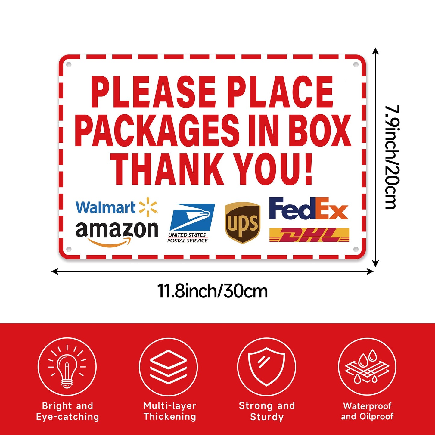 Please Leave Packages and Deliveries Here Sign，Self-Adhesive Weatherproof and Anti-fading Deliver All Packages to Front Door Sign, Please Place Packages in Box for Home, Office, Shop, Box, Door