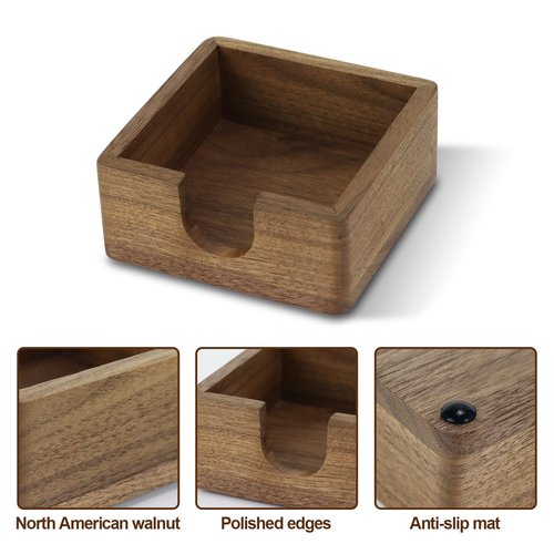 MultiBey Walnut Wood Sticky Note Holder, North American Walnut Post it Not Dispenser Self Stick Notepad Holder Desk Supplies Organizer for Office School Home, Gift