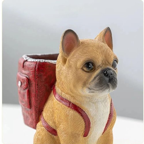 JINGTIANCD Dog Pen Holder, Desktop Pencil Cup Organizer, Office Desk Accessories (Bulldog)