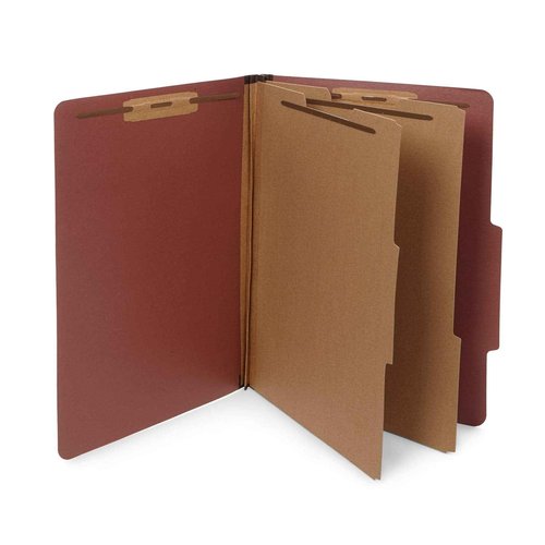 10 Legal Size Classification Folders - 2 Divider - 2 Inch Tyvek Expansions - Durable 2 Prongs Designed to Organize Standard Law Client Files, Office Reports - Legal Size, 10 Folders (Red)