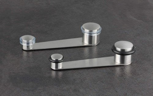 EVI | Rotating Doorstop | for Doors up to 2.75'' Thick | Black Rubber | Stainless Steel Matte Finish | Includes Screw + Anchor | Mod I-152