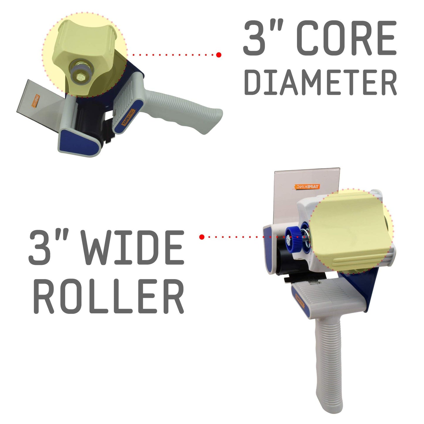 Tape King Packing Tape Dispenser Gun - Handheld Tape Gun with 1 Bonus Clear Packaging Tape (3 Inch Wide) - Shipping Tape for Sealing, Storing, and Moving Boxes, 1 Pack